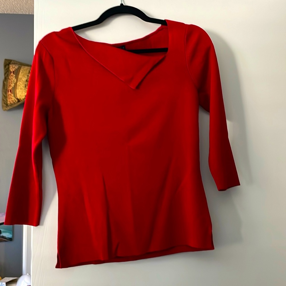 Rafaela Red sweater with 3/4 sleeves. Size small